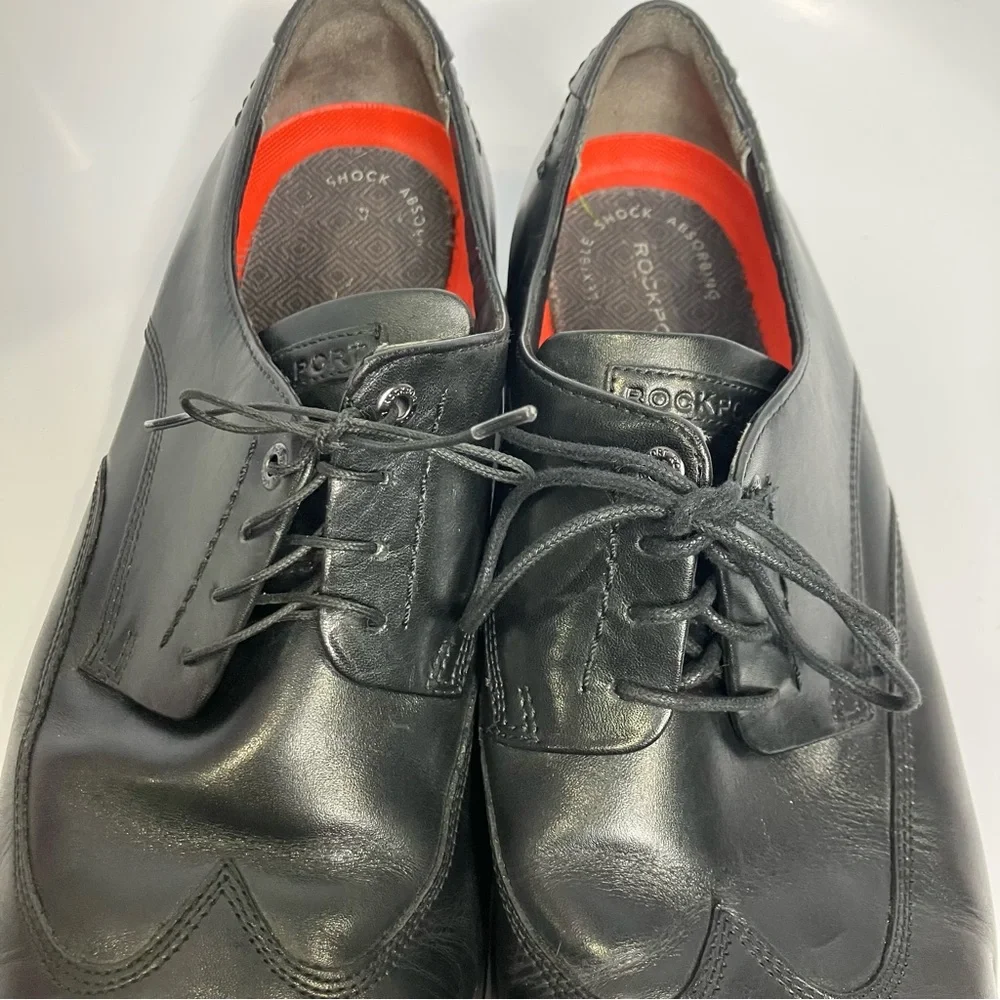 Rockport black leather wingtip dress shoes men’s size 14 wedding professional‎